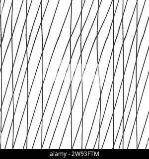 campitura linee caotiche pattern senza cuciture. Texture realizzata a matita disegnata a mano. Linee nere su sfondo bianco. Illustrazione del vettore di stock. Illustrazione Vettoriale