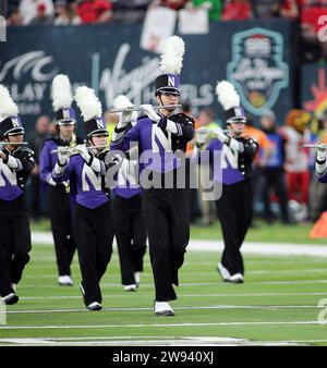 23 dicembre 2023 - banda di marcia dei Northwestern Wildcats durante la partita del Las Vegas Bowl tra i Northwestern Wildcats e gli Utah Utes all'Allegiant Stadium di Las Vegas, Nevada - Michael Sullivan/CSM Foto Stock