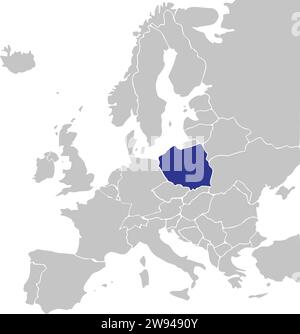 Mappa delle località della REPUBBLICA DI POLONIA, EUROPA Illustrazione Vettoriale