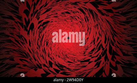Sfondo a spirale nero e rosso, pattern radiale a vortice, illustrazione vettoriale astratta. Illustrazione Vettoriale