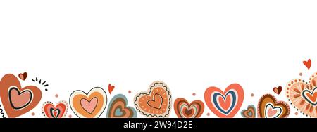 Coloratissimo stile boho, cuore e arte vettoriale. Illustrazione Vettoriale