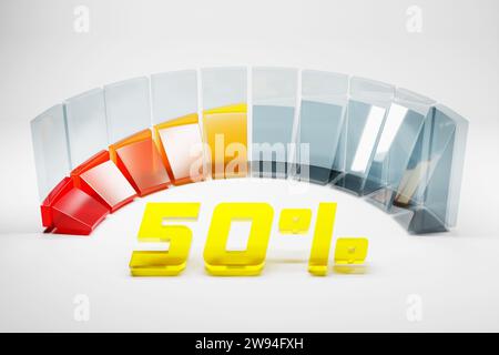 Icona del dispositivo di misurazione del livello di crisi. . Elemento indicatore infografico, illustrazione 3d. Foto Stock