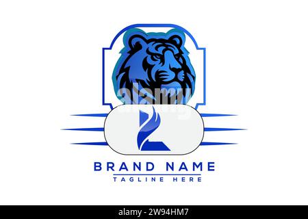 Logo L Tiger Design blu. Logo Vector per le aziende. Illustrazione Vettoriale