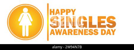 Buon Singles Awareness Day. Concetto di vacanza. Modello per sfondo, banner, scheda, poster con iscrizione di testo. Illustrazione vettoriale Illustrazione Vettoriale