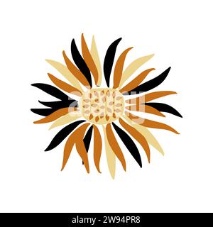 Icona semplice testa di girasole. Illustrazione vettoriale della silhouette dei fiori. Logo grafico girasole, icona disegnata a mano per decorare la carta o l'invito, isolata Illustrazione Vettoriale