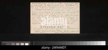 Cartolina per Andries Bonger, Odilon Redon, 1913 Paris Cardboard. scrittura inchiostro (processi) / penna / collotipo Foto Stock