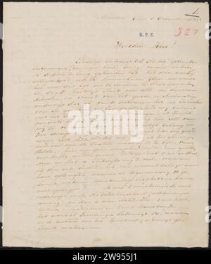 Lettera a Christiaan Kramm, Marinus Jacobus Stucki, 1835 lettere di Alkmaar paper. scrittura a inchiostro (processi) / disegno a penna. istruzione, istruzione dell'artista (in generale). commercio d'arte, negozio d'arte. soldi. Architettura Alkmaar. Rotterdam. Alkmaar Foto Stock