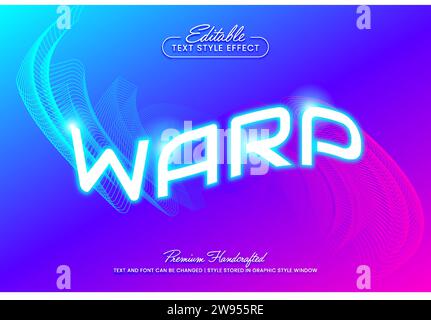 Stile grafico vettoriale sfumato colorato viola blu. Effetto testo 3D vettoriale modificabile. Illustrazione Vettoriale