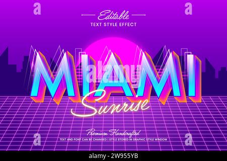 Effetto stile testo vettoriale 3D modificabile degli anni '80, adatto per creare grafica testuale accattivante per supporti digitali e di stampa, come poster, ecc. Illustrazione Vettoriale