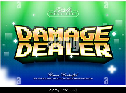 Effetto di stile testo vettoriale 3D modificabile per il team di videogiochi, adatto per creare grafica testuale accattivante per supporti digitali e cartacei come post Illustrazione Vettoriale