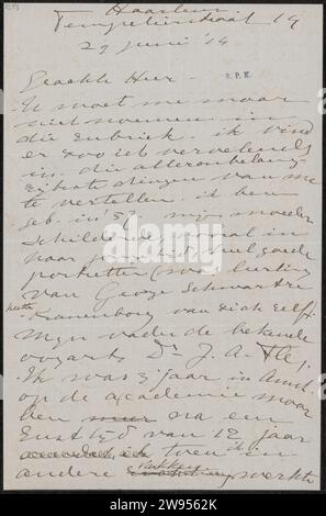 Lettera a Jonkheer Hendrik Teding van Berkhout (1879-1969), Etha Fles, 1914 lettera Haarlem paper. scrittura inchiostro (processi) / durata famiglia penna. persone storiche (ritratti e scene della vita). istruzione, istruzione dell'artista (in generale). musica. Commercio d'arte, negozio d'arte di Amsterdam Foto Stock