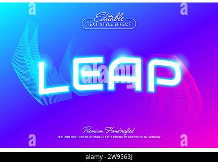Effetto stile testo vettoriale 3D modificabile sfumatura colorata viola blu, adatto per creare grafica testuale accattivante per supporti digitali e di stampa Illustrazione Vettoriale