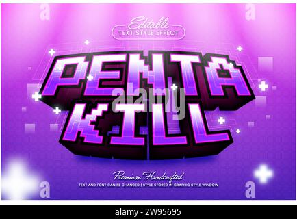 Effetto di stile testo vettoriale 3D modificabile per il team di videogiochi, adatto per creare grafica testuale accattivante per supporti digitali e cartacei come post Illustrazione Vettoriale