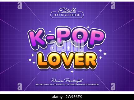 Effetto stile testo vettoriale 3D modificabile per titoli coreani, adatto per creare grafica testuale accattivante per supporti digitali e cartacei come poster e socia Illustrazione Vettoriale
