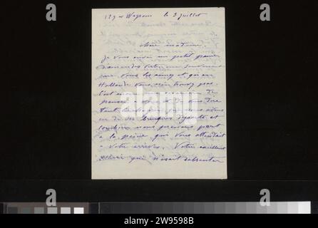 Lettera ad Anne Marie Louise van der Linden, Camille Redon-Falte, lettera del 1905 appartiene ad un album compilato dalla vedova Francesca W.M. baronessa van der Borch van Verwolde con copie di lettere riguardanti (la famiglia di) Odilon Redon. La lettera è stata conservata a pagina 81. Giornale di Parigi. scrittura inchiostro (processi) / penna Foto Stock