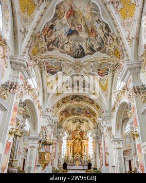 Collegiata barocca nel monastero di Neustift, Vahrn, alto Adige, Italia Foto Stock