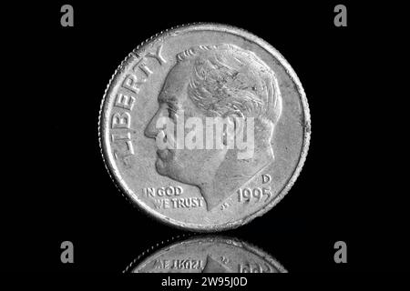 1995 una moneta da centesimo con il presidente Roosevelt sul dritto. Foto Stock