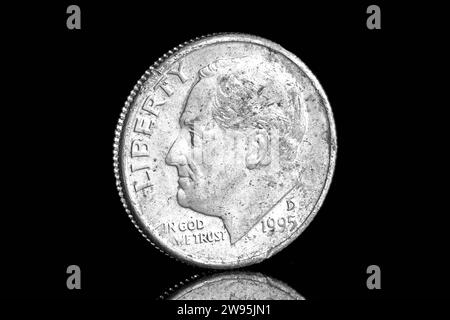 1995 una moneta da centesimo con il presidente Roosevelt sul dritto. Foto Stock
