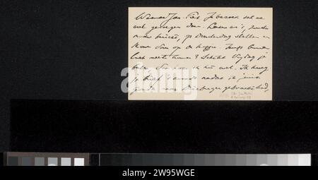 Lettera a Jan Veth, Albert Verwey, carta da 1916 lettere. Scrittura inchiostro (processi) / penna Driebergen. Zwolle Foto Stock