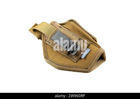 Custodia per una pistola. Accessorio per il trasporto comodo e nascosto di armi. Custodia in materiale sintetico. Vista da tutti i lati. Isolatevi Foto Stock