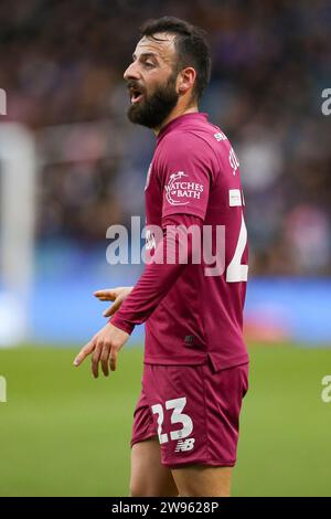 Sheffield, Regno Unito. 23 dicembre 2023. Il centrocampista del Cardiff City Manolis Siopis (23) in azione durante la partita Sheffield Wednesday FC contro Cardiff City FC Skybet EFL Championship all'Hillsborough Stadium, Sheffield, Inghilterra, Regno Unito il 23 dicembre 2023 Credit: Every Second Media/Alamy Live News Foto Stock