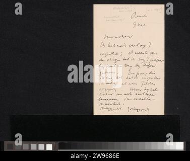 Lettera a Jan Veth, Isaac Israels, 1875 - 1925 lettera dell'8 novembre. Giornale di Amsterdam. scrittura a inchiostro (processi) / materiale stampato a penna. soldi Foto Stock