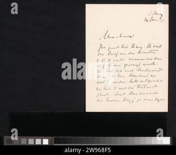 Lettera a Jan Veth, Isaac Israels, 1875 - 1925 lettera del 24 gennaio. In seguito 21. Il giornale dell'Aia. Scrittura a inchiostro (processi) / esposizione di penne  pittura d'arte (compresa l'illuminazione di libri, la pittura in miniatura) Groningen. Batavia. Bali Foto Stock