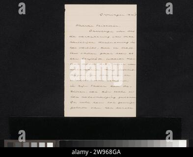 Lettera ad Anna Dorothea Dirks e Jan Veth, Johan Huizinga, 1907 lettera Groningen inchiostro scrittura (processi) / vita familiare penna Foto Stock