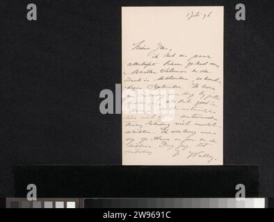 Lettera a Jan Veth, Wally Moes, 1874 - 1918 lettera datata 1 luglio 96 in una mano successiva. carta. scrittura inchiostro (processi) / penna Foto Stock