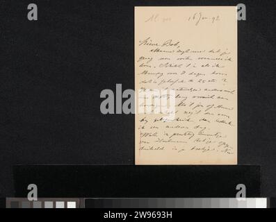 Lettera a Jan Veth, Wally Moes, 1874 - 1918 lettera del 16 gennaio 92 in una mano successiva. carta. scrittura a inchiostro (processi) / materiale stampato a penna Foto Stock