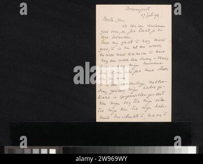 Lettera a Jan Veth, Richard Nicolaüs Roland Holst, 1879 - 1925 lettera del 17 luglio 94 in seguito. Carta Amersfoort. scrittura inchiostro (processi) / malattie penna. letteratura  arti Foto Stock