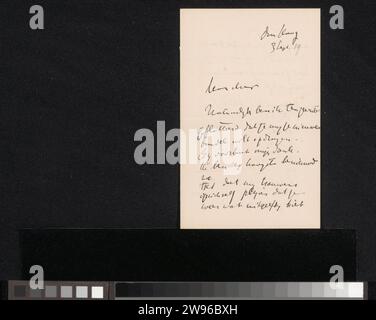 Lettera a Jan Veth, Isaac Israels, 1875 - 1925 lettera del 3 settembre. In seguito 19. Il giornale dell'Aia. scrittura a inchiostro (processi) / materiale stampato a penna Foto Stock