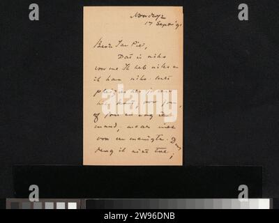 Lettera a Jan Veth, Albert Verwey, 1891 lettera Noordwijk paper. scrittura inchiostro (processi) / penna Foto Stock