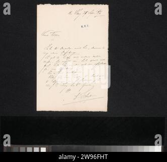 Lettera a Filippo Tessaro, Herman Johannes Aloysius Maria Schaepman, lettera del 1887 l'Aia. Inchiostro di scrittura (processi) / penna di materiale stampato Driebergen Foto Stock