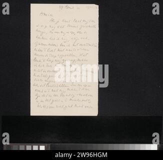 Lettera a Willem Bogtman, Richard Nicolaüs Roland Holst, lettera del 1922 lettera del 27 aprile di Schrijver, con l'aggiunta di 22 in mano successiva. carta. scrittura a inchiostro (processi) / disegno a penna. malattie Foto Stock
