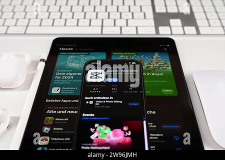 Stock- und Symbolbilder i 24.12.2023 CapCut, CapCut ist eine kreative All-in-One-Plattform für die Videobearbeitung und Bilddesign in Browsern und auf dem smartphone Amburgo Amburgo Amburgo Amburgo Deutschland *** immagini di magazzino e simboli i 24 12 2023 CapCut, CapCut è una piattaforma all-in-one creativa per l'editing di video e la progettazione di immagini nei browser e sugli smartphone Amburgo Amburgo Amburgo Amburgo Germania Copyright: xLobeca/FelixxSchlikisx Foto Stock