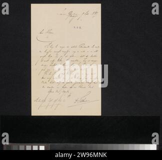 Lettera a Filippo Tessaro, Herman Johannes Aloysius Maria Schaepman, 1887 lettera Driebergen inchiostro scrittura (processi) / penna stampati. le arti grafiche Foto Stock