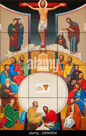 L'ultima cena. Chiesa di San Francesco d'Assisi (Igreja de São Francisco de Assis de Alfornelos). Alfornelos, Lisbona, Portogallo. Foto Stock