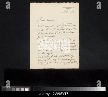 Lettera a Jan Veth, Isaac Israels, 1924 lettera l'Aia. scrittura inchiostro (processi) / penna / stampa Foto Stock