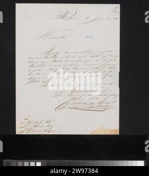 Lettera a Lambertus Hardenberg (1822-1900), Christiaan Godfried Schutze van Houten, 1844 lettera Rotterdam inchiostro scrittura (processi) / penna Foto Stock