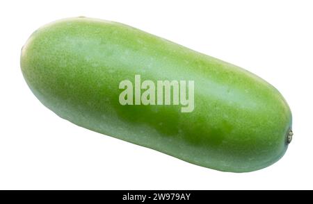 La foto Topview di cera o zucca bianca è isolata su sfondo bianco con percorso di ritaglio. Foto Stock