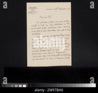 Lettera a Jan Veth, Rijksakademie van Visual Arts, 1915 lettera Amsterdam paper. scrittura inchiostro (processi) / penna / stampa Foto Stock