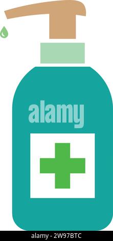 Colore icona disinfettante mani | croce medica | lavaggio a mano medico Illustrazione Vettoriale