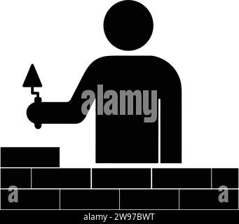 Icona muratura piastrellista | vettore muratore piastrellista strato mattone Illustrazione Vettoriale