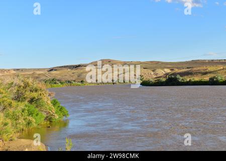 Il Green River visto dalla riva accanto al Crystal Geyser a Green River, Utah Foto Stock