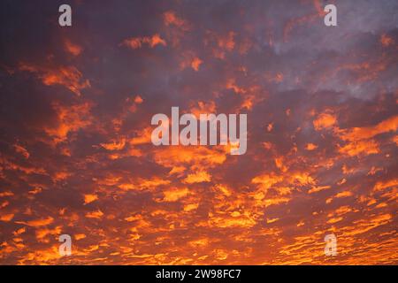 Durtal, Francia. 20 dicembre 2023. © PHOTOPQR/LE COURRIER DE l'OUEST/AURELIEN BREAU ; DURTAL ; 24/12/2023 ; LE CIEL A PRIS une COULEU FEU JUSTE AVANT LE COUCHER DE SOLEIL LE 24 DICEMBRE 2023 Un inferno di Natale DURTAL al tramonto nella Francia nord-occidentale credito: MAXPPP/Alamy Live News Foto Stock