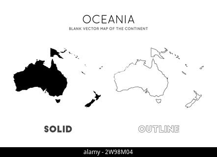 Mappa Oceania. Mappa vettoriale vuota del continente. Borders of Oceania per la tua infografica. Illustrazione vettoriale. Illustrazione Vettoriale