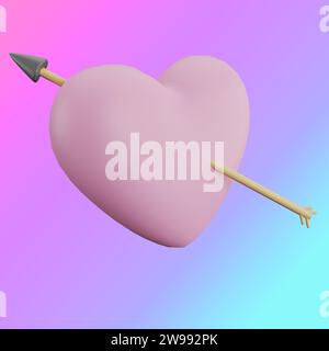 Cuore trafitto da una freccia, che simboleggia amore e passione Foto Stock