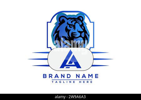 Logo Tiger Blue Design. Logo Vector per le aziende. Illustrazione Vettoriale