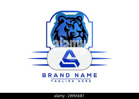 Logo Tiger Blue Design. Logo Vector per le aziende. Illustrazione Vettoriale
